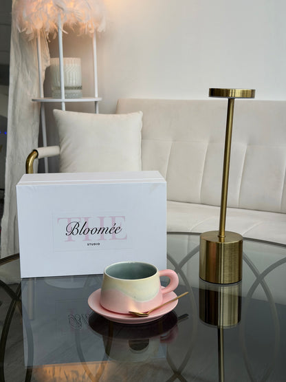 Pastel Ceramic Coffee Cup & Saucer Set