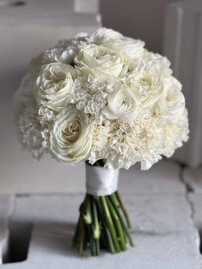 Ivory Carnation , Ranunculus ,Roses Bridal Bouquet