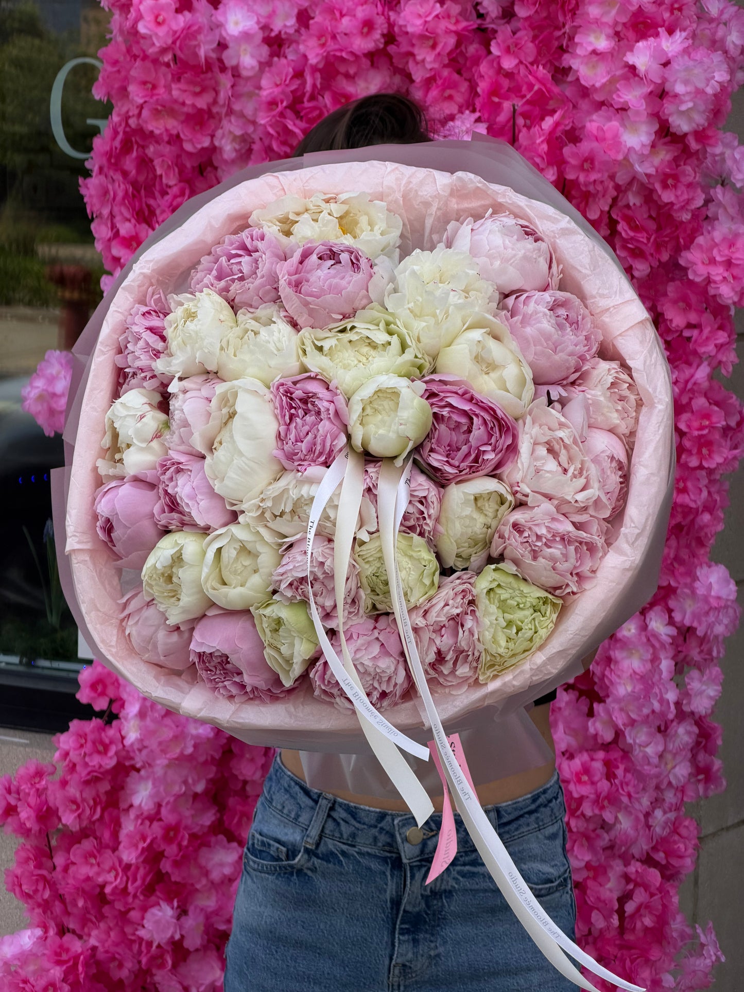 White and pink peonies